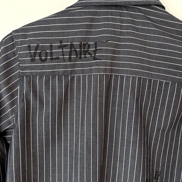 Zadig and Voltaire Taskiz Manifesto Striped Embellished Cotton Button Shirt Sz S - Picture 9 of 12